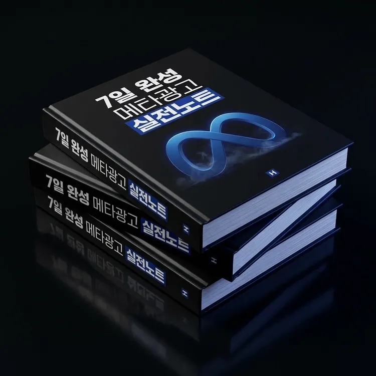 쌓아 놓은 7일 완성 메타 광고 실전노트 책 세 권